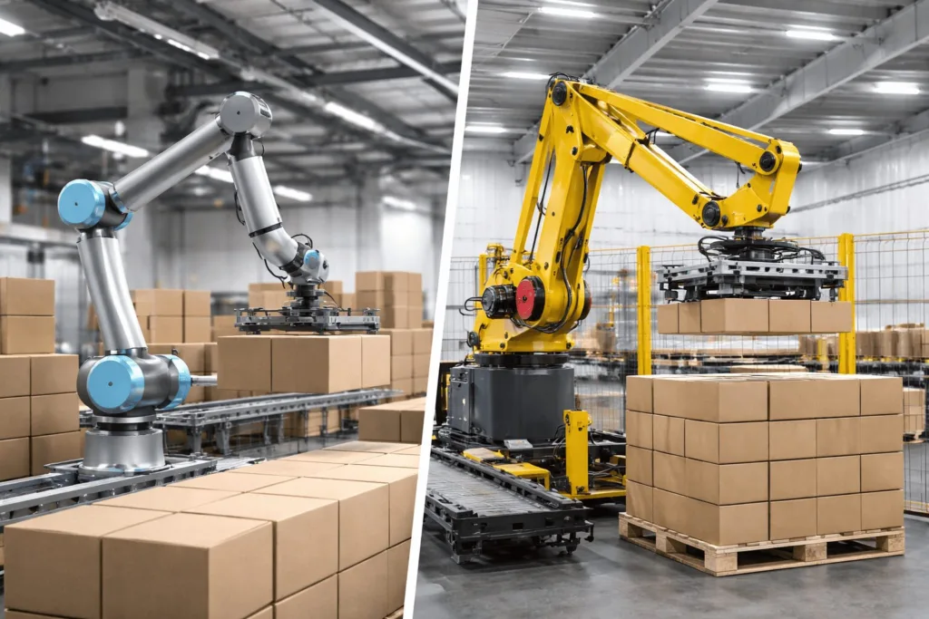 diferencias entre cobot y robot paletizador industrial